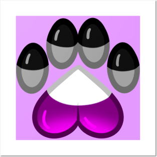 LGBTQ+ Pride Heart Paws - Asexual Posters and Art